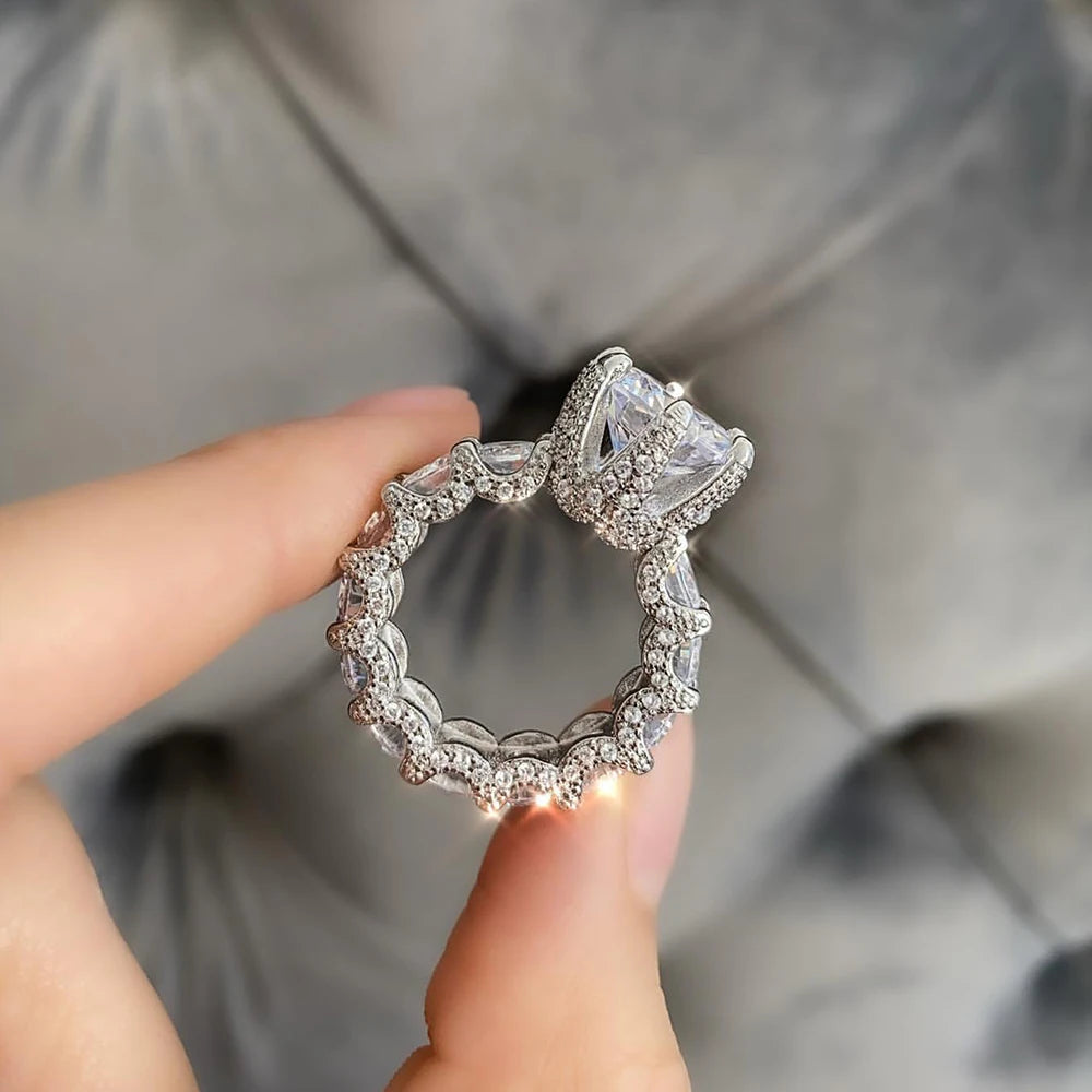 Luxury Silver Engagement Ring