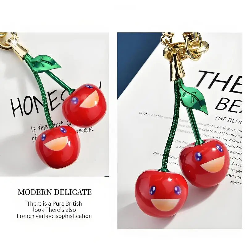 Fashionable smiling cherry keychain