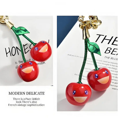 Fashionable smiling cherry keychain