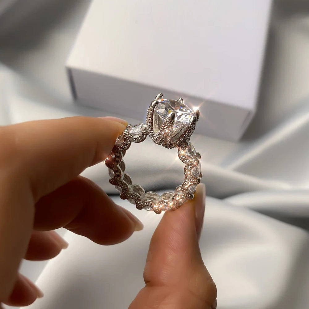 Luxury Silver Engagement Ring