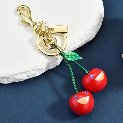 Fashionable smiling cherry keychain