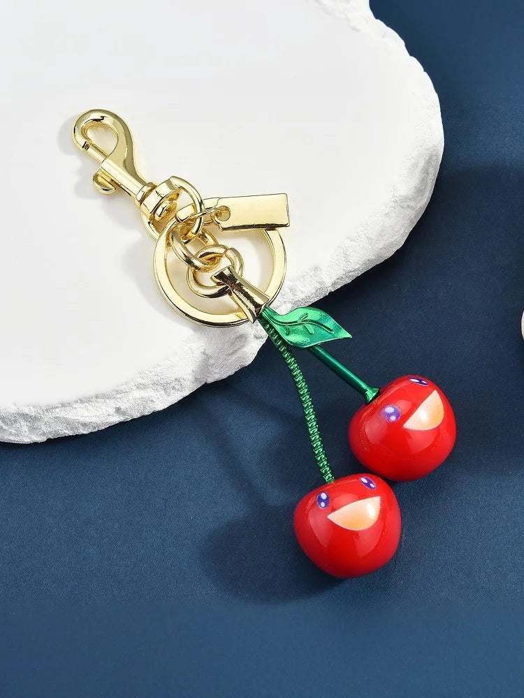 Fashionable smiling cherry keychain