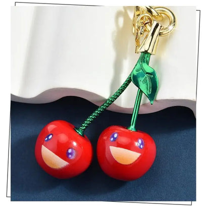 Fashionable smiling cherry keychain