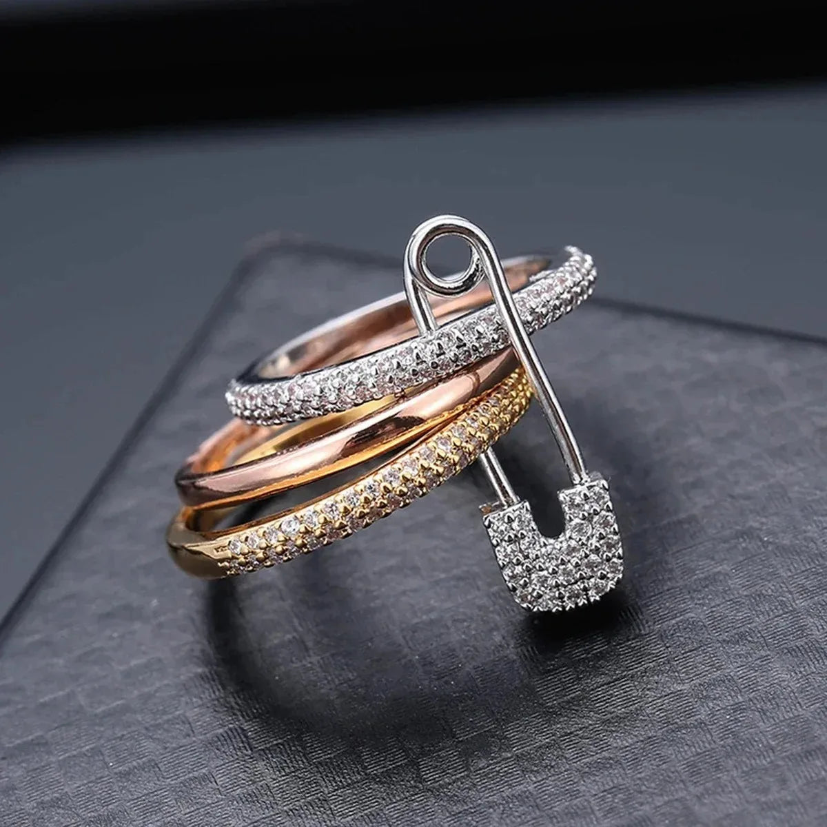 Three-Layer Zircon Ring