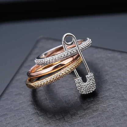 Three-Layer Zircon Ring