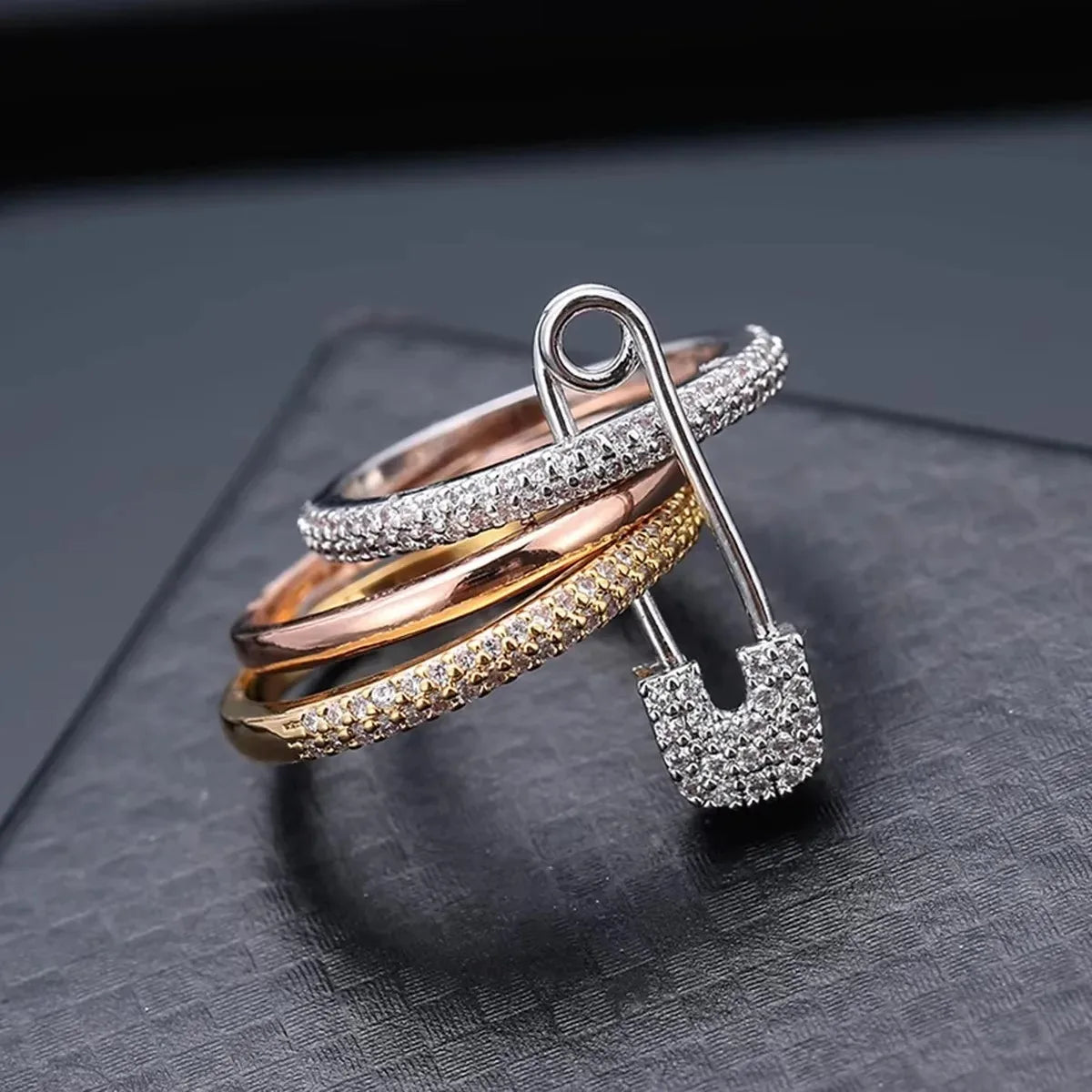 Three-Layer Zircon Ring