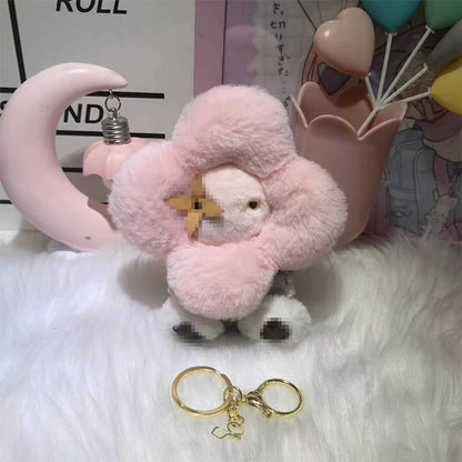 Sunflower plush keychain.
