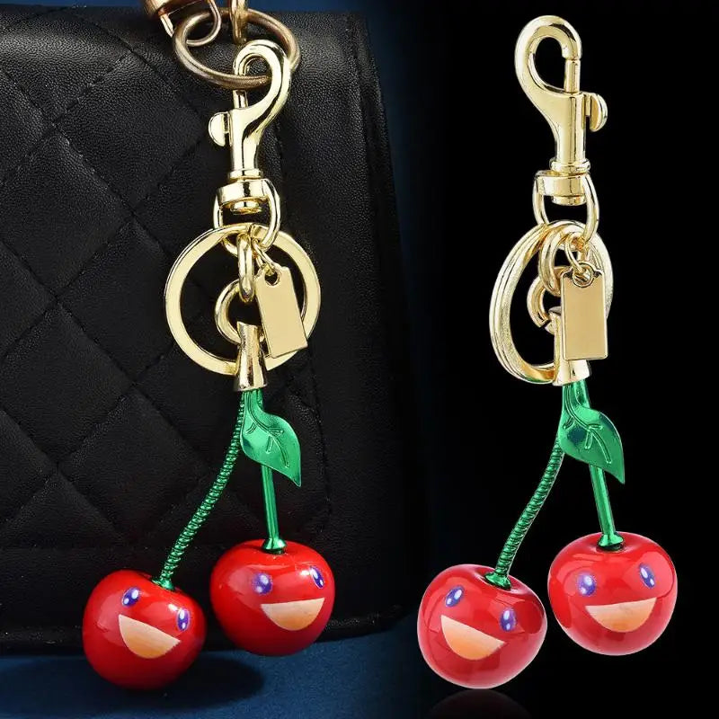 Fashionable smiling cherry keychain