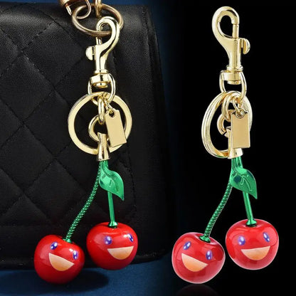 Fashionable smiling cherry keychain
