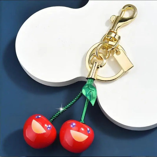 Fashionable smiling cherry keychain